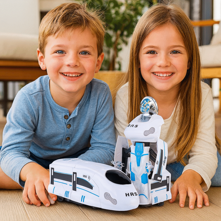 Pociąg Robot Transformers 2w1 Lokomotywa + Robot LED Dźwięk dla Dzieci